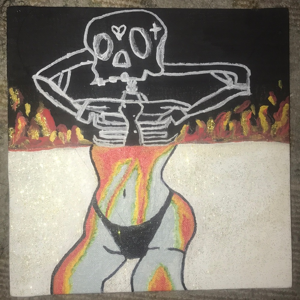 A painting I painted (women’s body with skeleton)